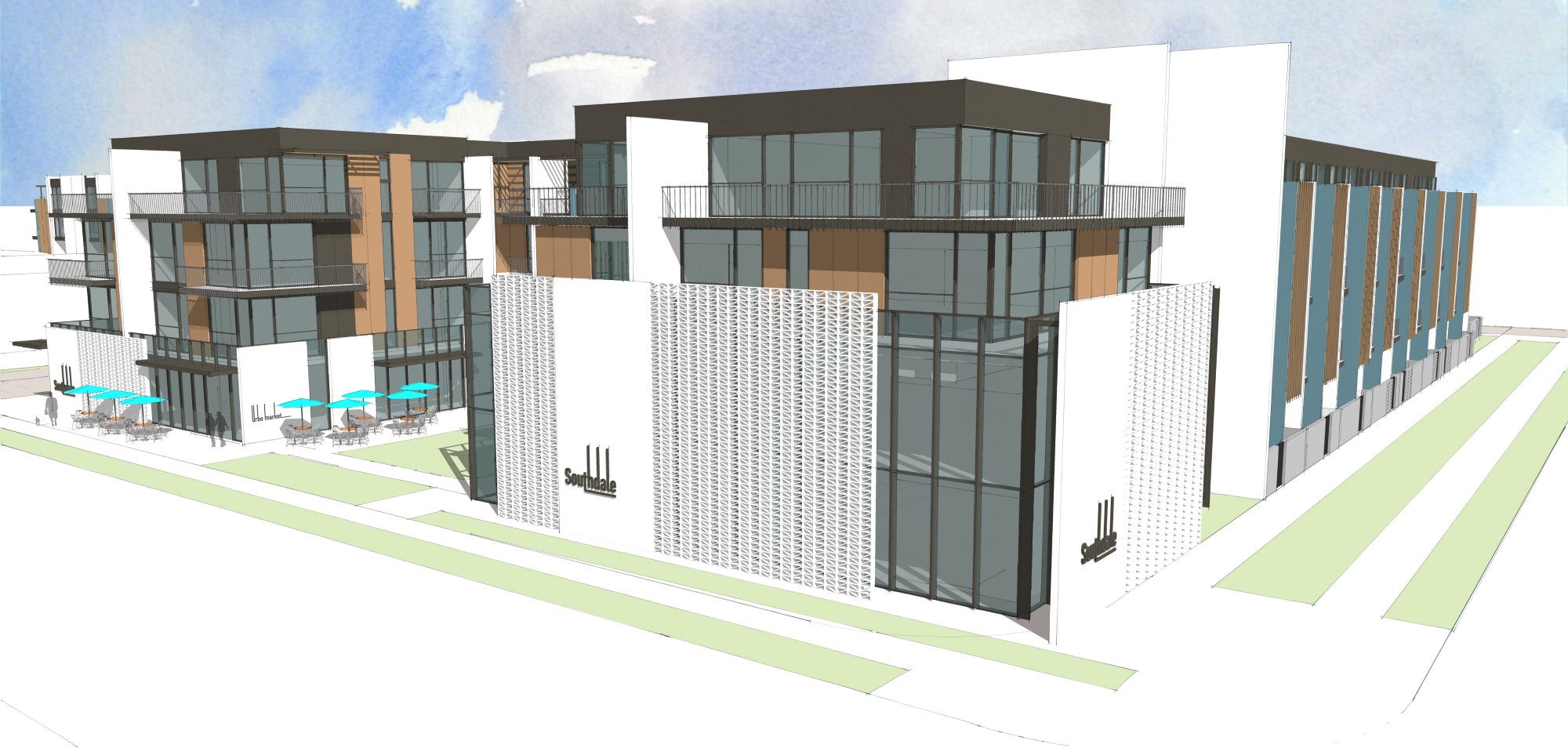 Rendering of Southdale mixed-use building, Scottsdale, Arizona